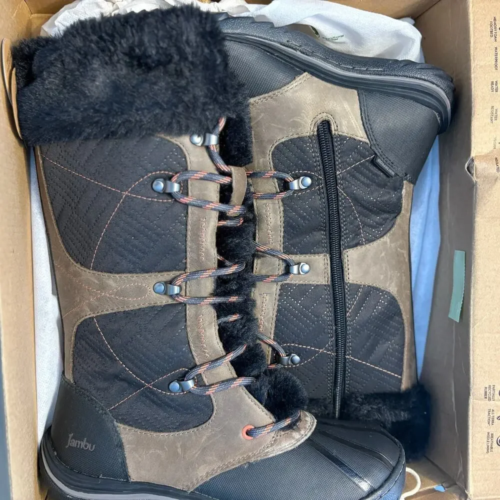 Jambu Broadway Waterproof Snow Boots 7.5 Brown Black NWT Mid Calf Insualted